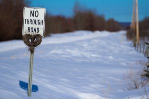 No Through Road with Heart Wreath