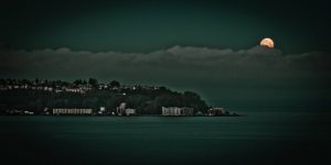 Moonrise over Elliot Bay 3 - Seattle, Washington