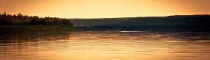 Sunset at Midpoint of the Peace River - Tompkins' Landing, Alberta