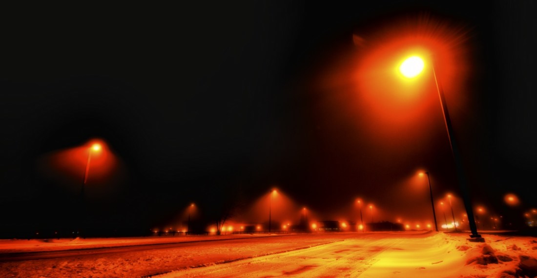 19 Bus Lanes at Night - High Level, Alberta