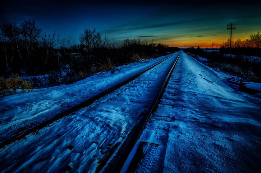 Winter Rails at Sunset - Rycroft, Alberta