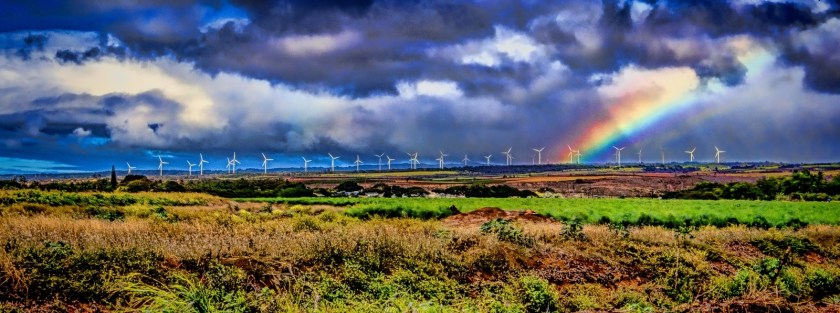 Wind Turbines and Rainbow - Oahu 1