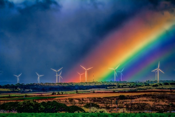 Wind Turbines and Rainbow - Oahu 3