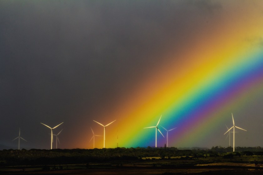 Wind Turbines and Rainbow - Oahu 5